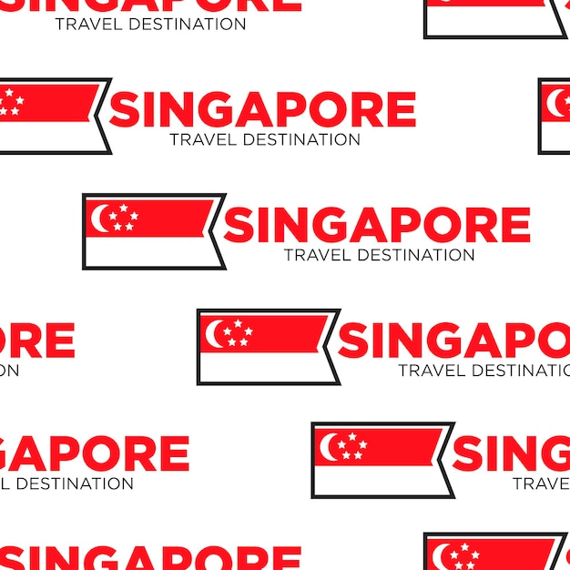 Vector traveling and tourism singapore national flag heraldry seamless pattern