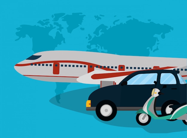 Vector traveling and transport cartoon