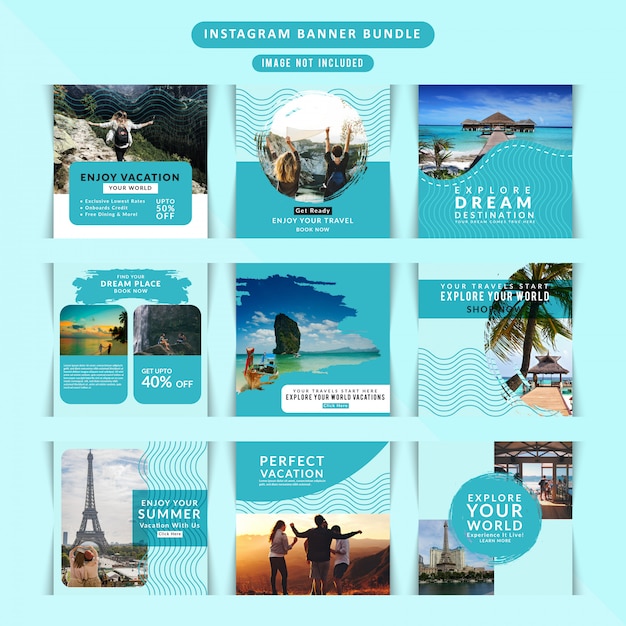 Vector traveling web banner for social media