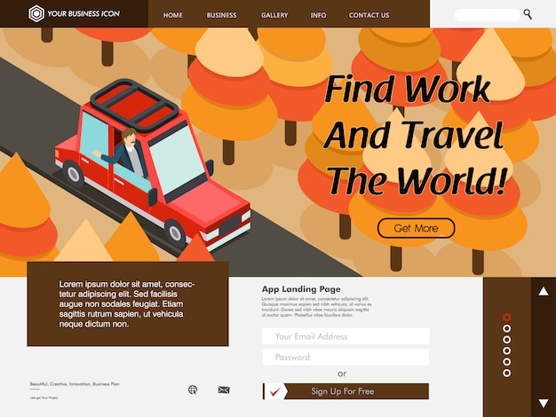 Vector traveling website background landing page