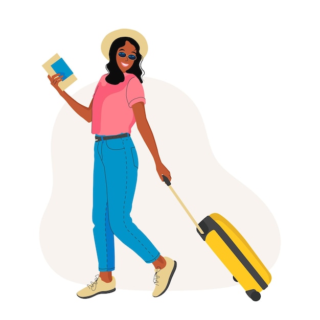 Vector traveling young woman