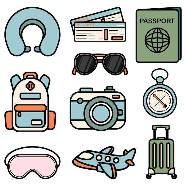 Travelling Cute Flat Line Illustration