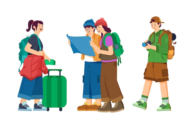 travelling people characters flat illustration