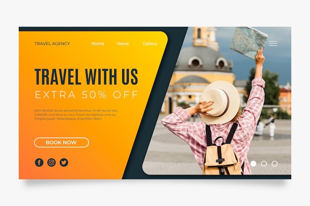 Vector travelling sales landing page template