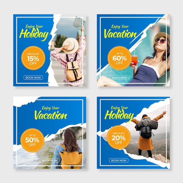 Vector travelling sales social media posts pack