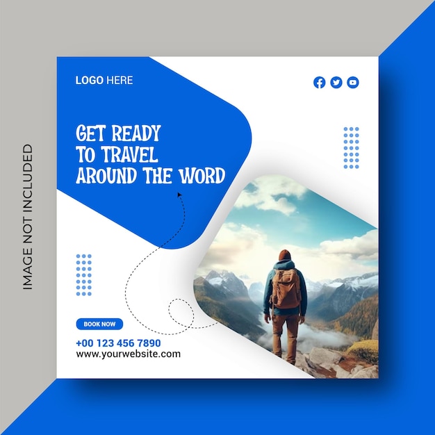 Travelling social media post design template