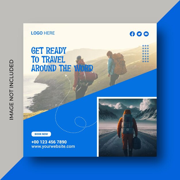 Vector travelling social media post design template