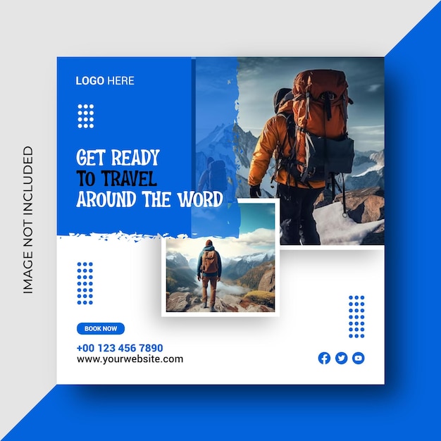 Travelling social media post design template