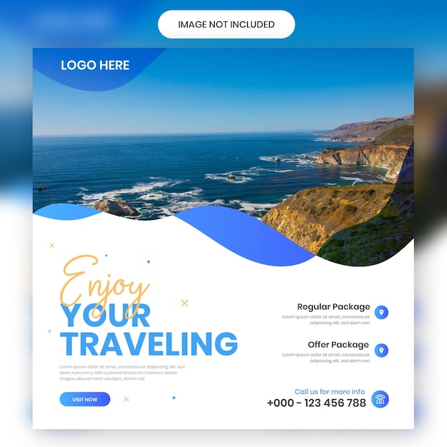 Travelling social media post template