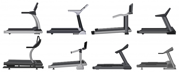 Vector treadmill  cartoon set icon.  illustration runner equipment on white background.  cartoon set icon treadmill.