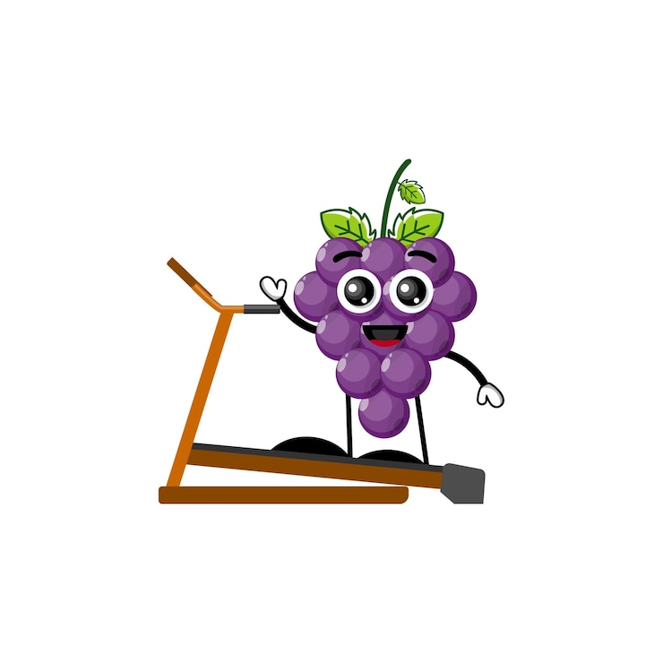 Vector トレッドミルブドウキャラクターかわいいロゴ