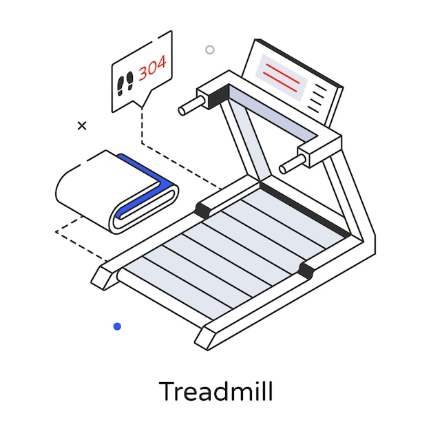 A treadmill is shown with a blue towel on the floor.