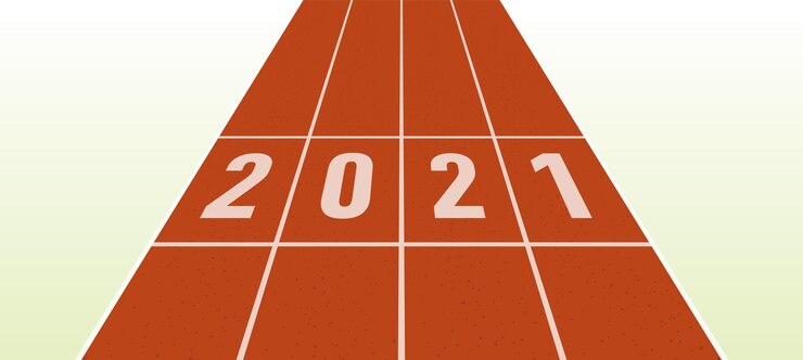Vector treadmill symbolize new start in 2021 and new business goals