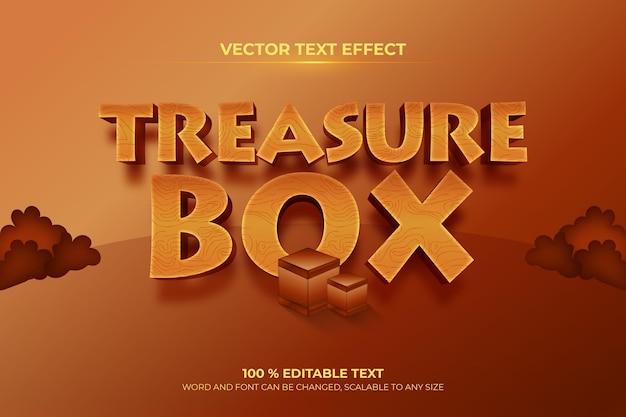 Vettore effetto di testo 3d modificabile treasure box