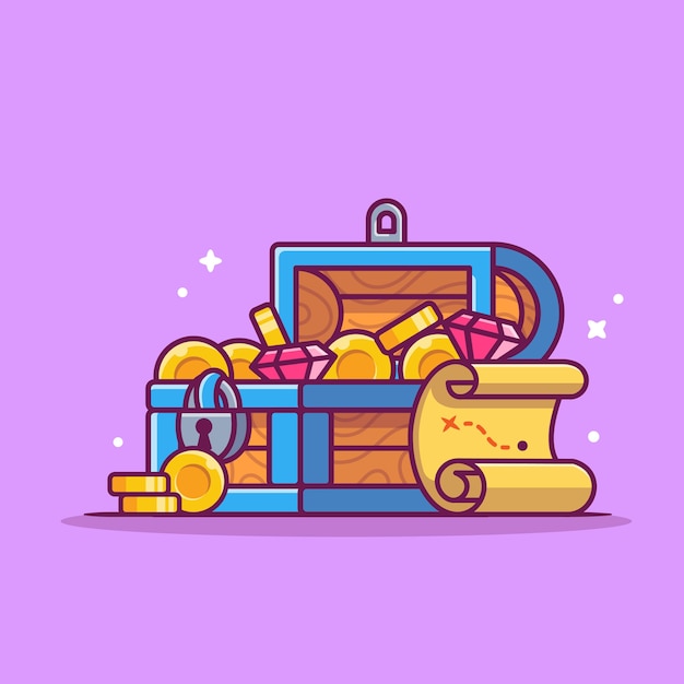 Treasure Cartoon Icon Illustration.