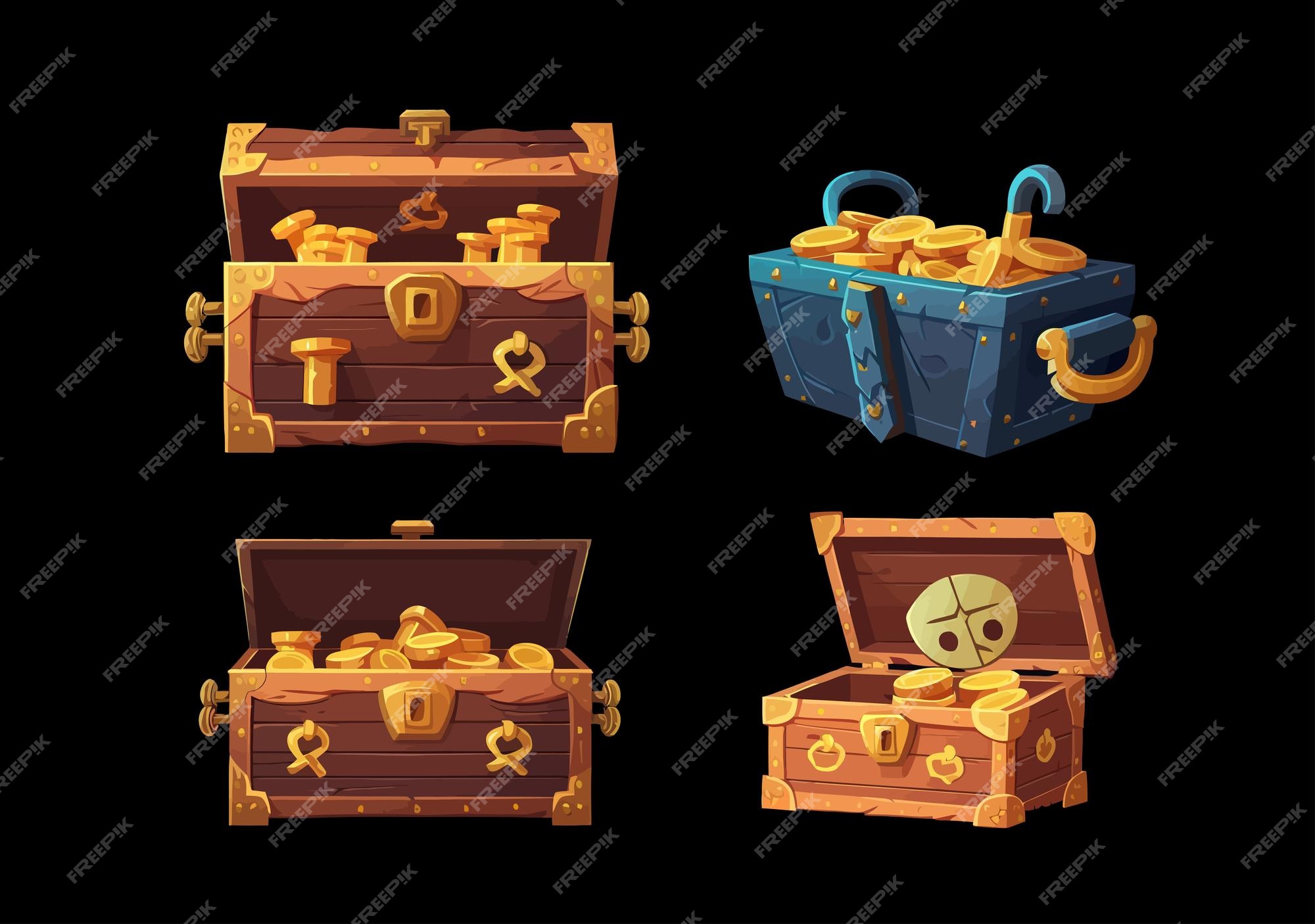 Locked pirate treasure chests with golden lock Vector Image