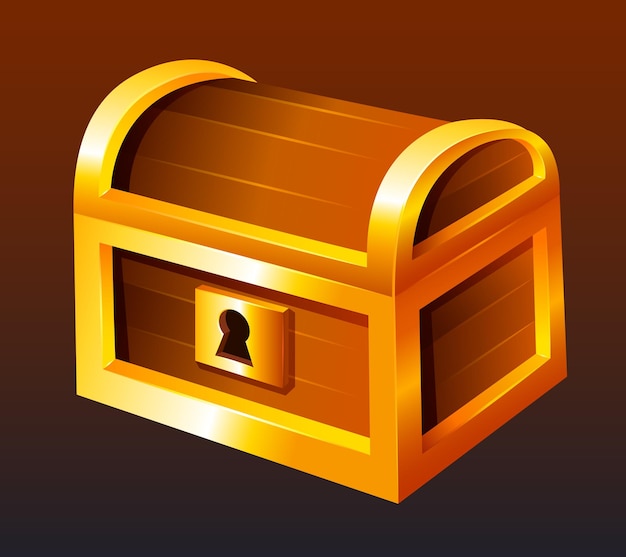 Vector treasure chest vector 3d illustration isolated on color background