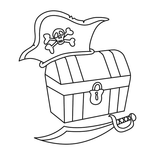 Treasure Chests cartoon vector illustration For kids coloring book