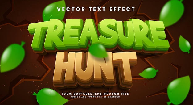 Охота за сокровищами редактируемый векторный текстовый эффект с темой джунглей