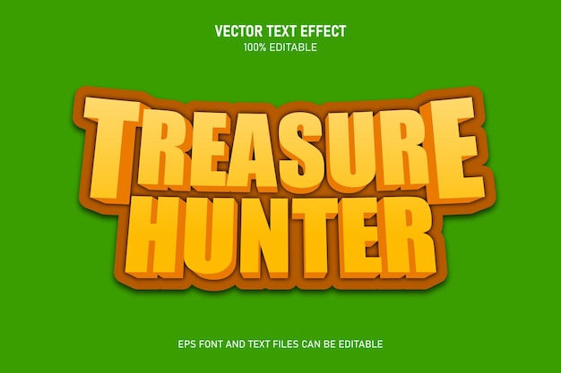 Vector treasure hunter editable text effect trending style modern