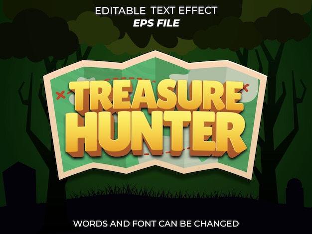 treasure hunter text effect font editable typography 3d text for games vector template