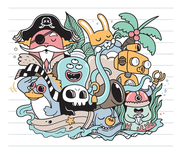 Treasure in the ocean doodle