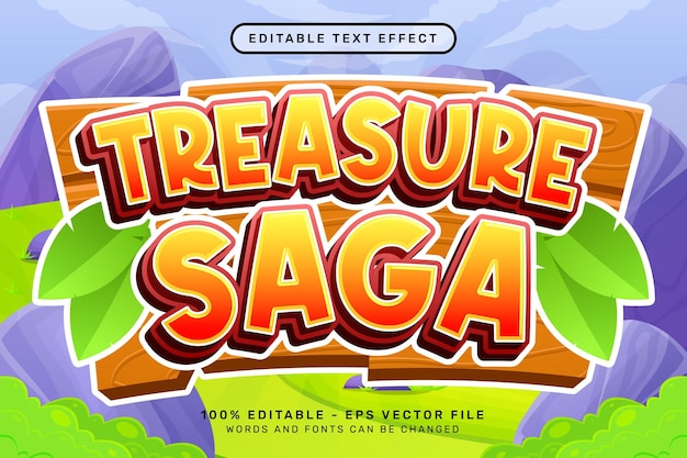 Treasure saga 3d text effect and editable text effect with jungle background