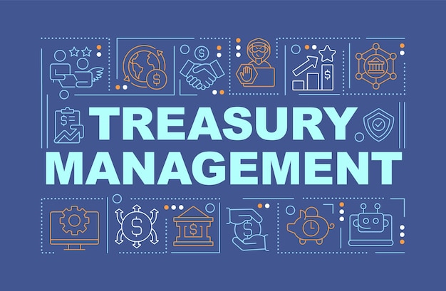 Vector treasury management word concepts dark blue banner