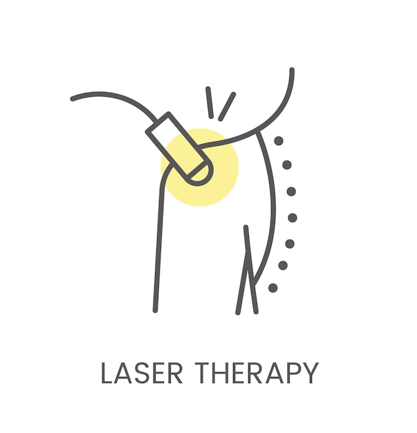 Treatment with laser therapy line vector icon