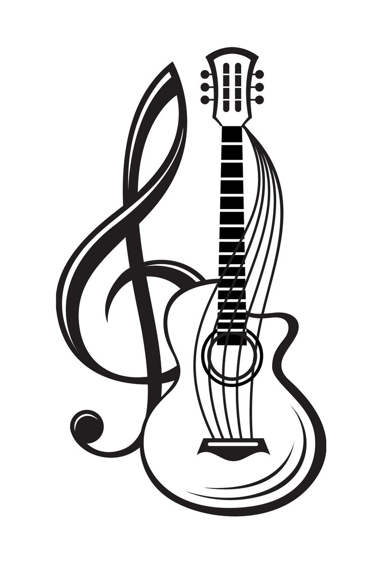 Premium Vector | Treble clef and guitar