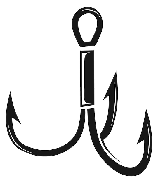 Treble hook icon black fishing tool symbol