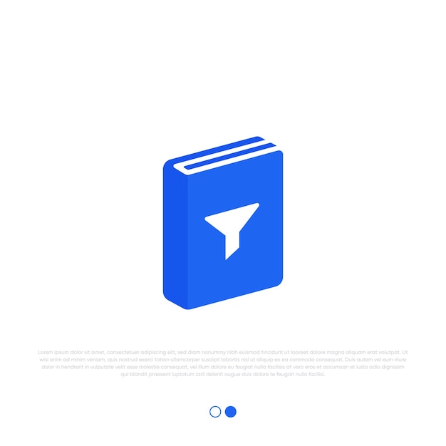 Trechter met boek logo ontwerp premium vector