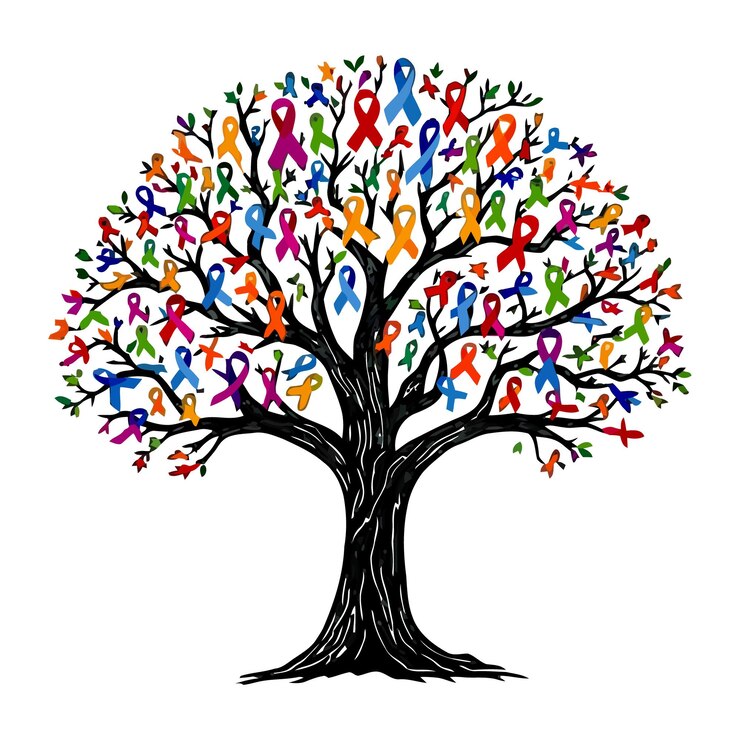 Vector tree of awareness ribbons