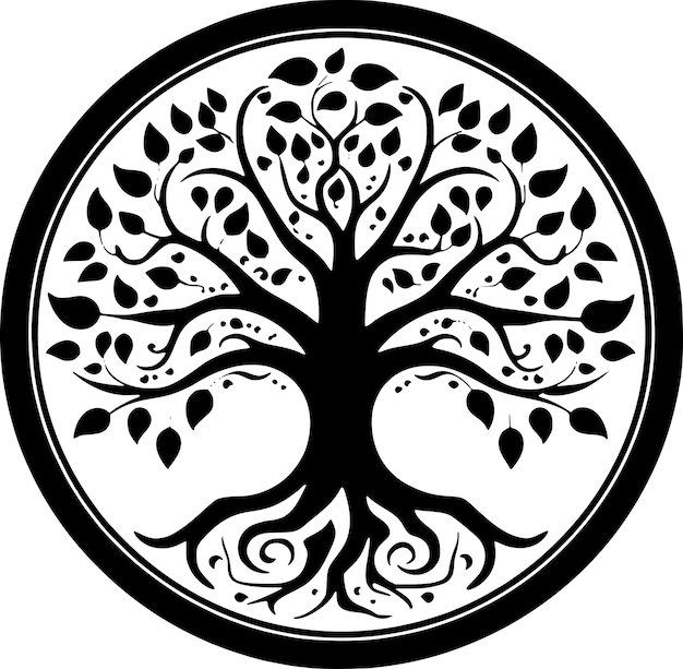 Vector tree black and white isolated icon vector illustration