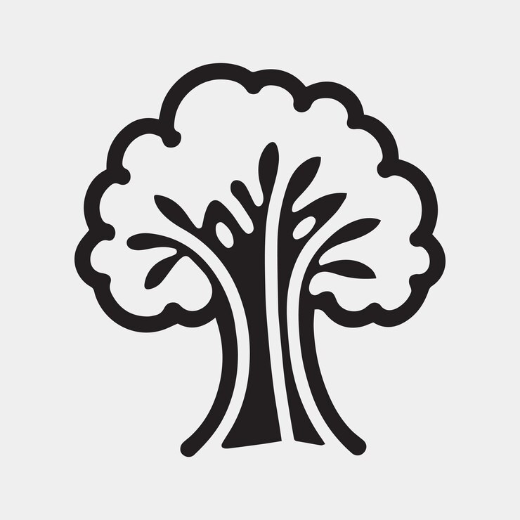 Premium Vector | Tree black and white silhouette vector