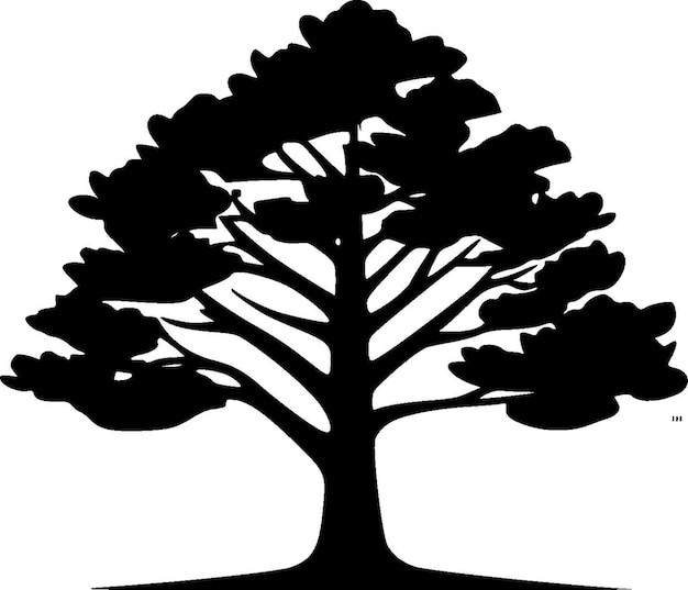 Vector tree black and white vector illustration