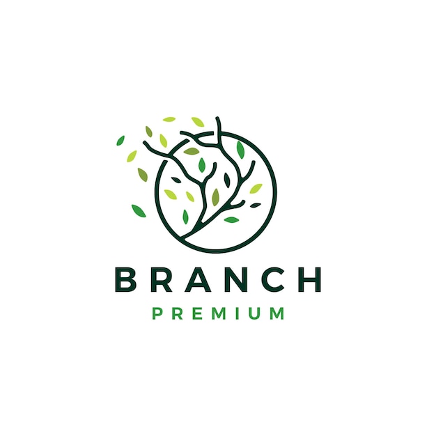 Tree branch circle leaf tree logo template