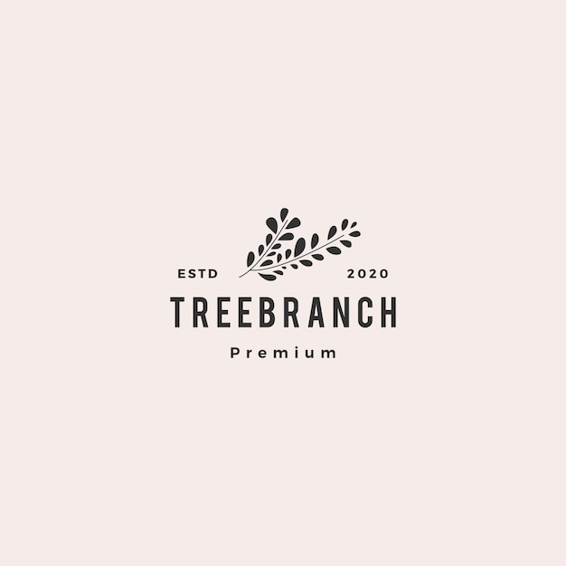 Vector tree branch leaf logo hipster vintage retro