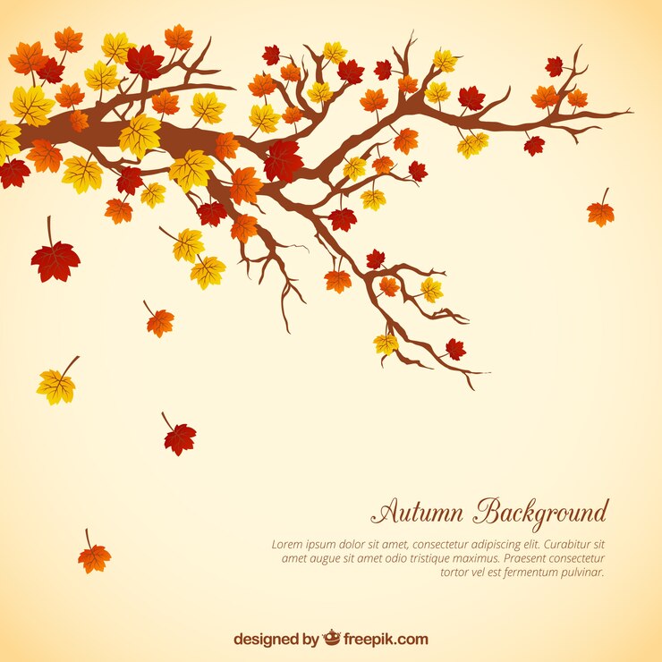 Vector tree branch with leaves background