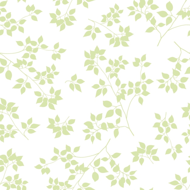 Vector tree branch with leaves seamless vector pattern