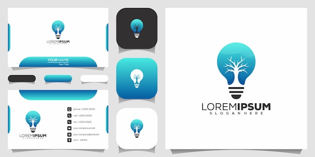 Design del logo albero e lampadina