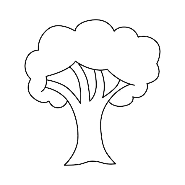 Tree cartoon coloring page illustration vector For kids coloring book