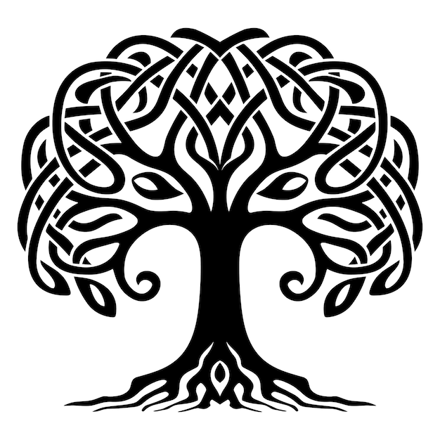 Premium Vector | Tree in celtic knot style