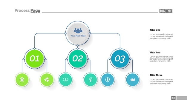 Tree chart with three options. organizational chart, business hierarchy diagram.