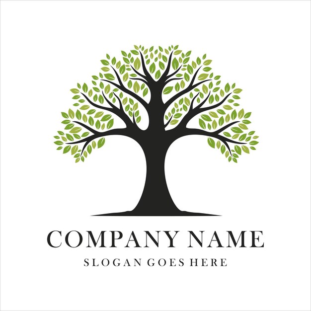 Vector tree company logo design template vector