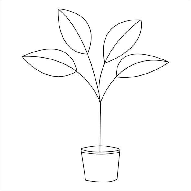 ツリー連続単行線画とツリースタイルのベクトルイラスト