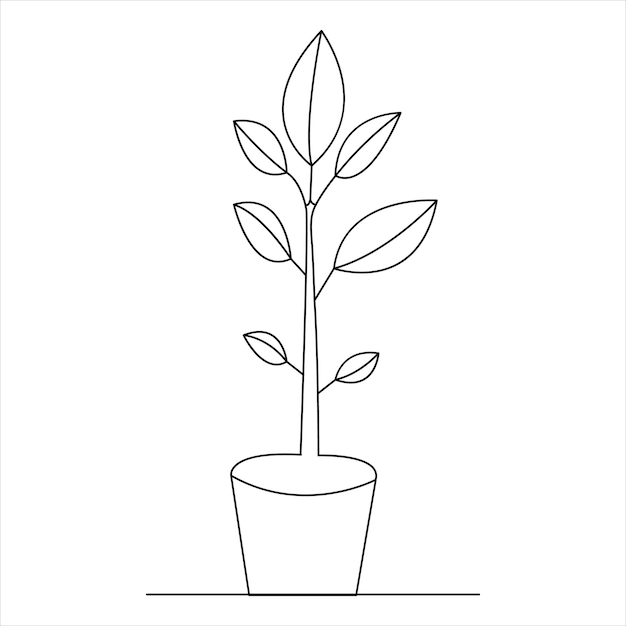 ツリー連続単行線画とツリースタイルのベクトルイラスト