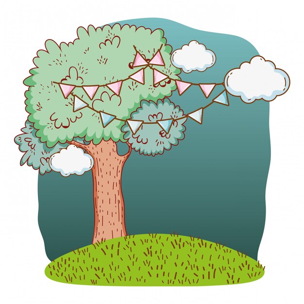 Vector tree cute nature