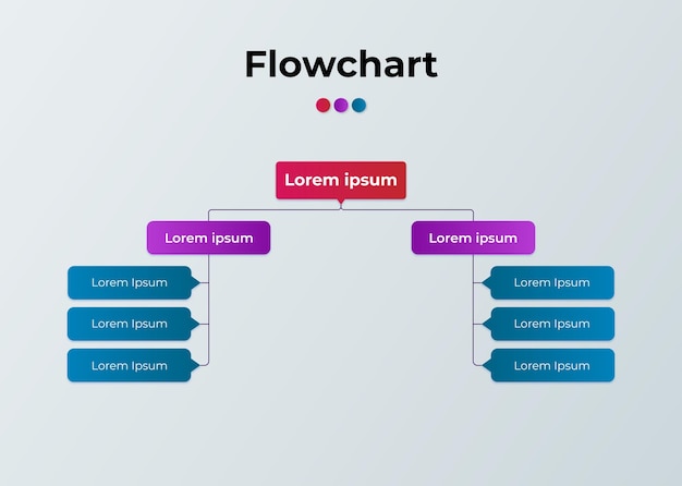 tree diagram with rectangle infographics elements in a flow