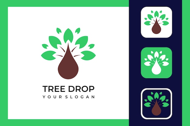 tree drop logo design and icons